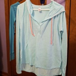 Seafoam Green Long Sleeve Shirt with Hood